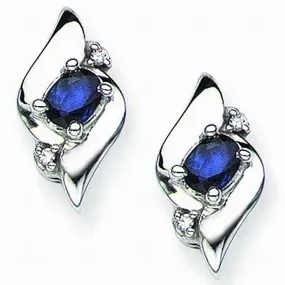 KATARINA Oval Shape Sapphire Earrings with Diamond Accent (5/8 cttw)