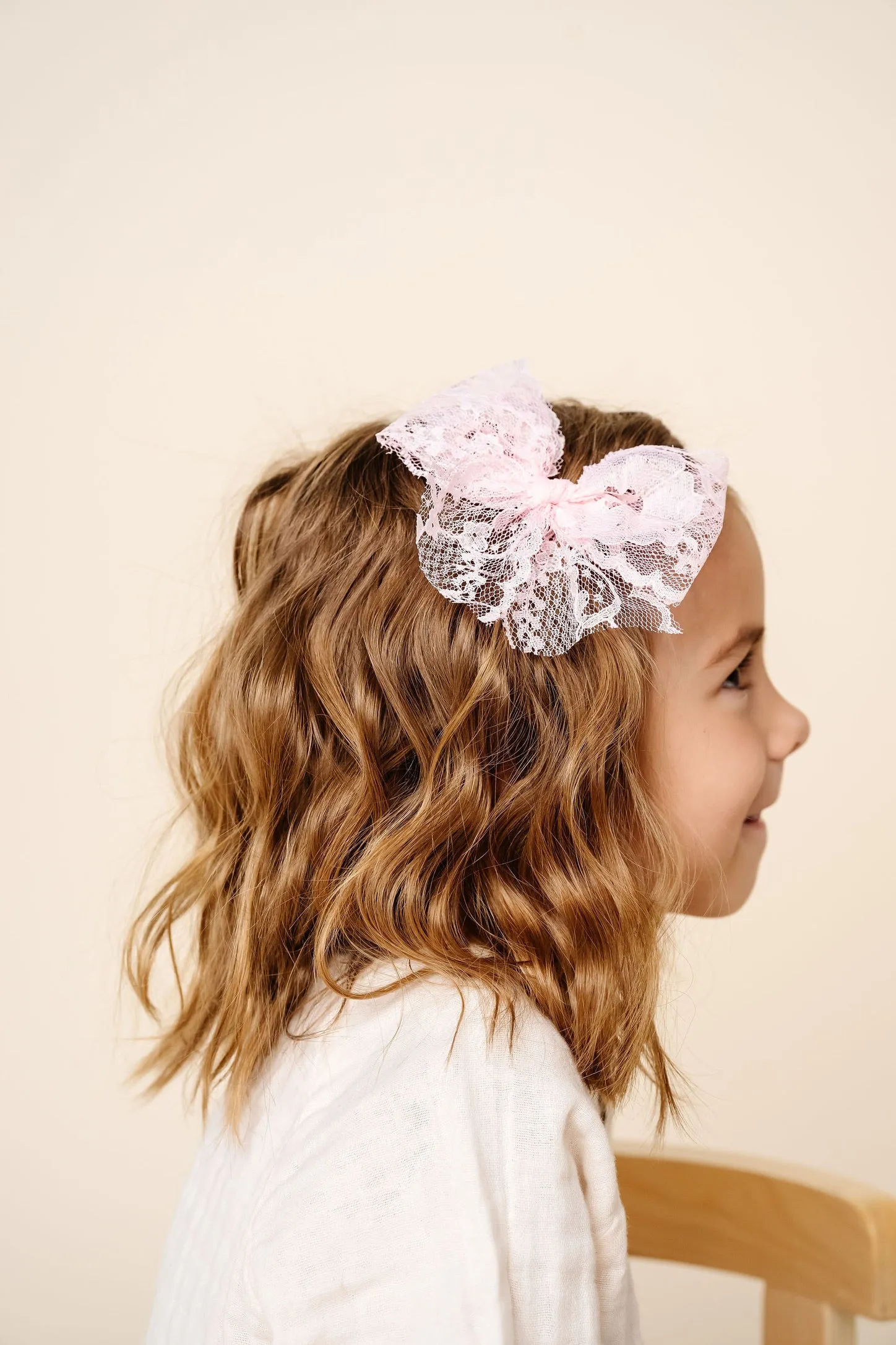 Lace Bow - Powder Pink Clip