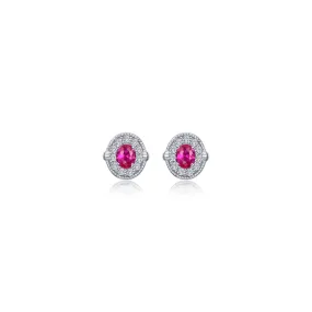 Lafonn Simulated Diamond & Ruby Halo Stud Earrings E0592CRP00