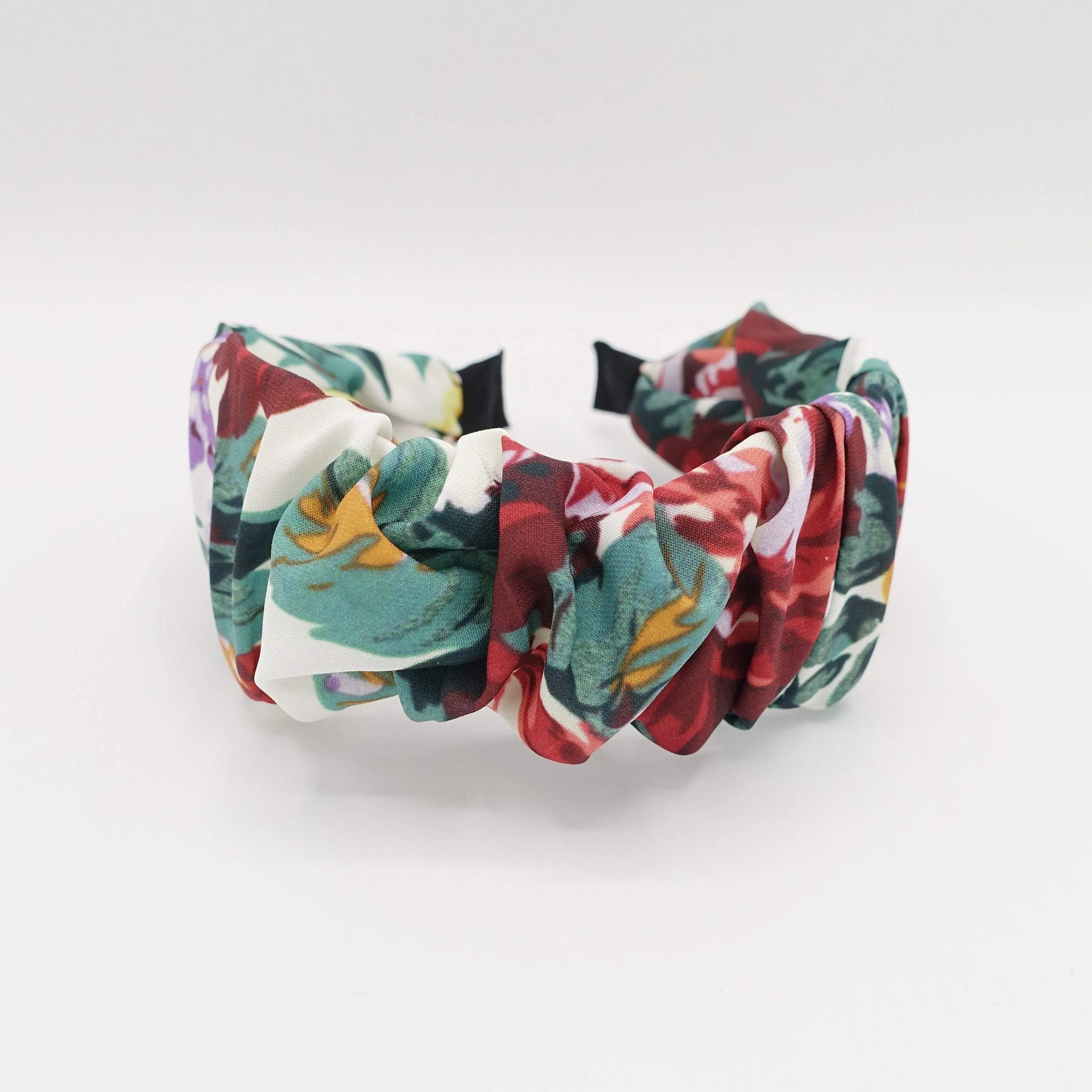 large flower print headband pleated hairband colorful hair accessory for women