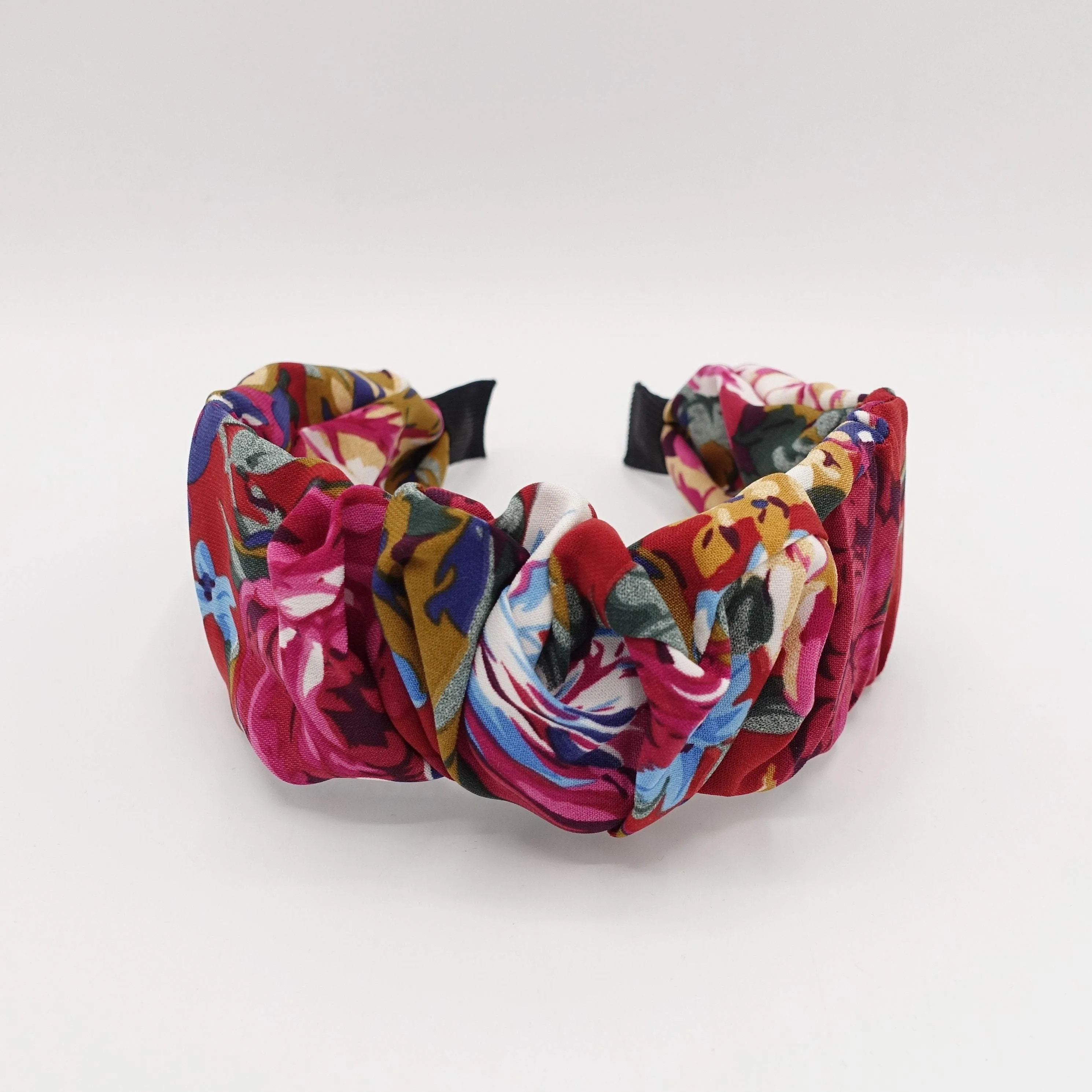 large flower print headband pleated hairband colorful hair accessory for women