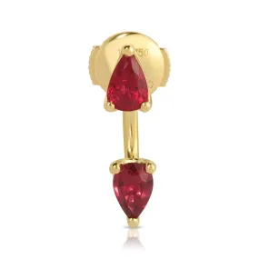 LARGE PEAR RUBY ORBIT EARRING