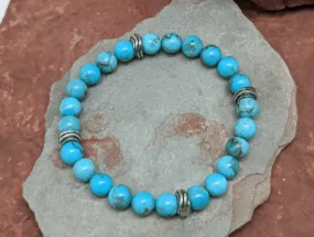 Laura Ingalls Women's Kingman Turquoise 8mm Bead Stretch Bracelet B-509