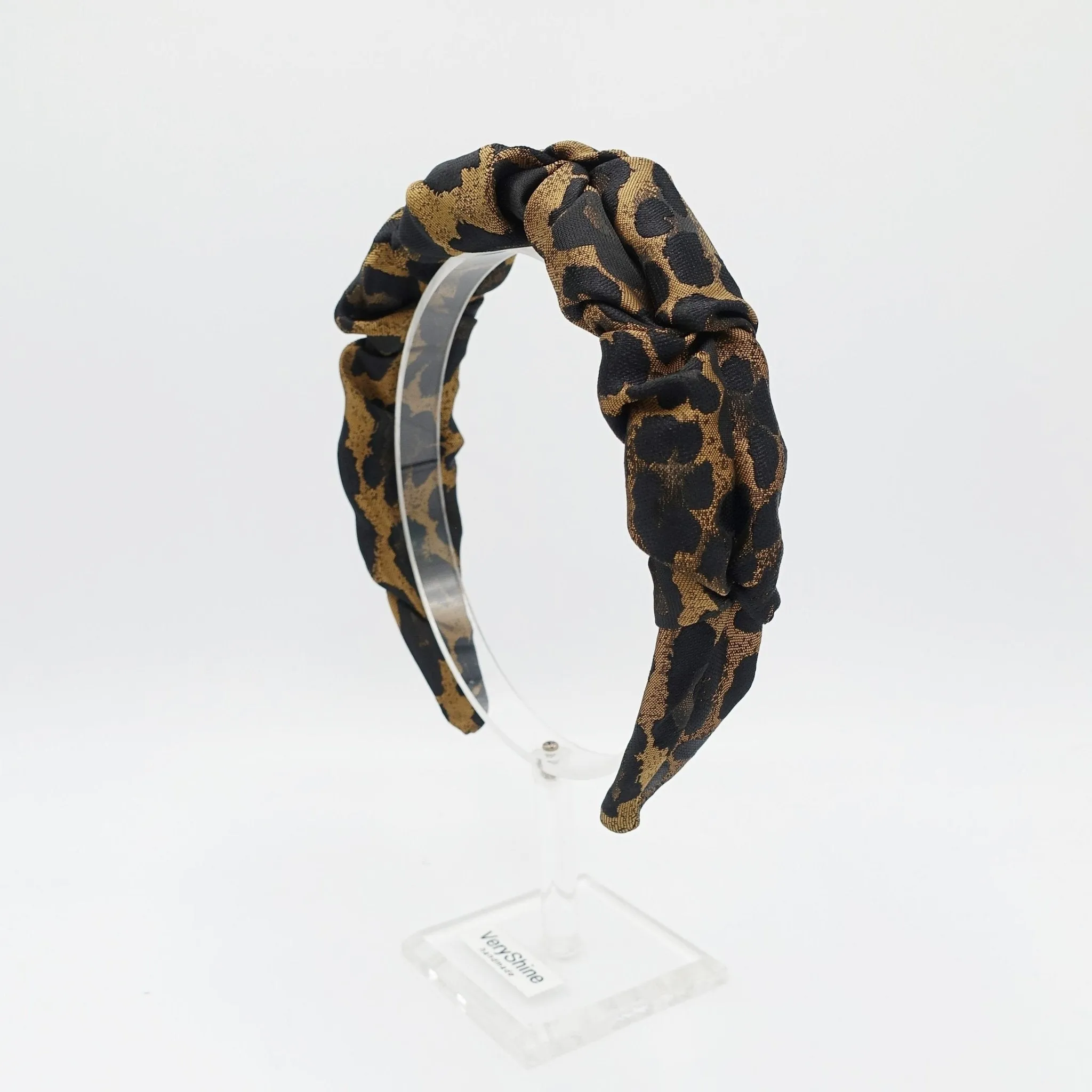 leopard jacquard headband twist pleats medium hairband quality hair accessory for women