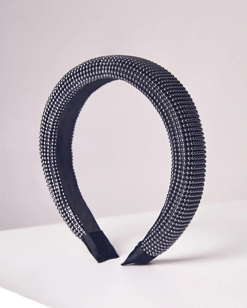 LILY BEADED HEADBAND - GUNMETAL