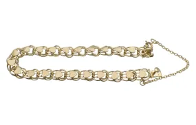 Linked Hearts 1960's Vintage 12K Yellow Gold Filled Double Link Charm Bracelet - 7 Inches