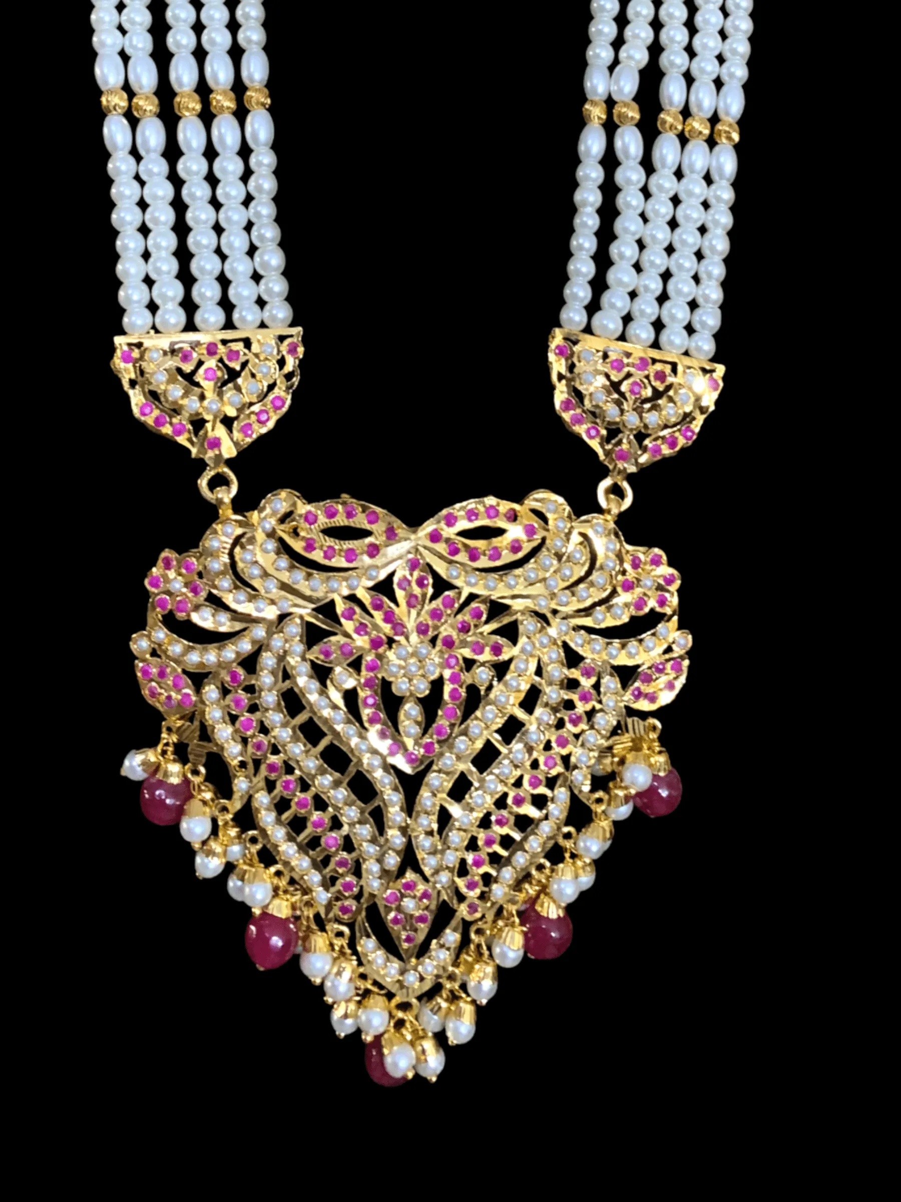 LN125 Sakshi Ruby pearl Jadau Rani haar with earrings tika ( READY TO SHIP )