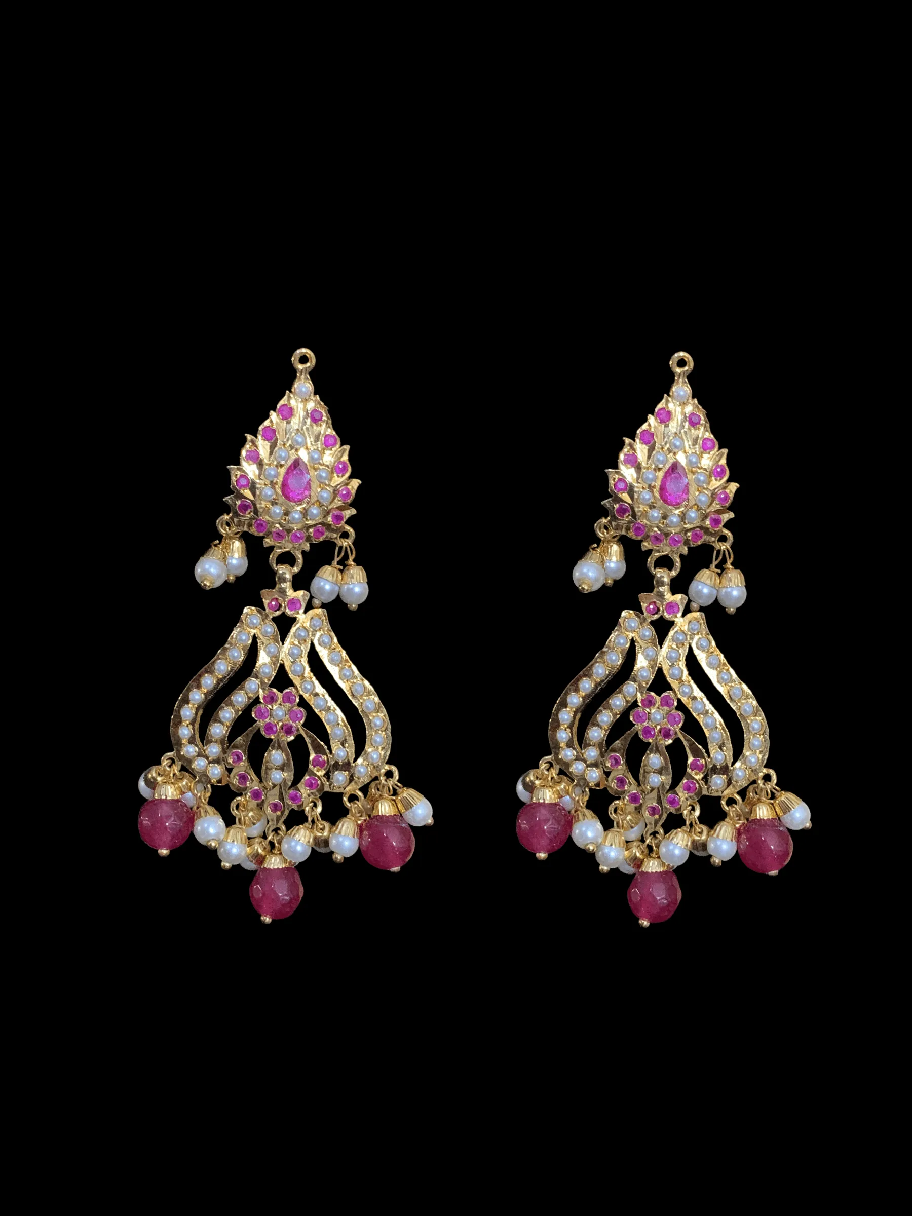 LN125 Sakshi Ruby pearl Jadau Rani haar with earrings tika ( READY TO SHIP )