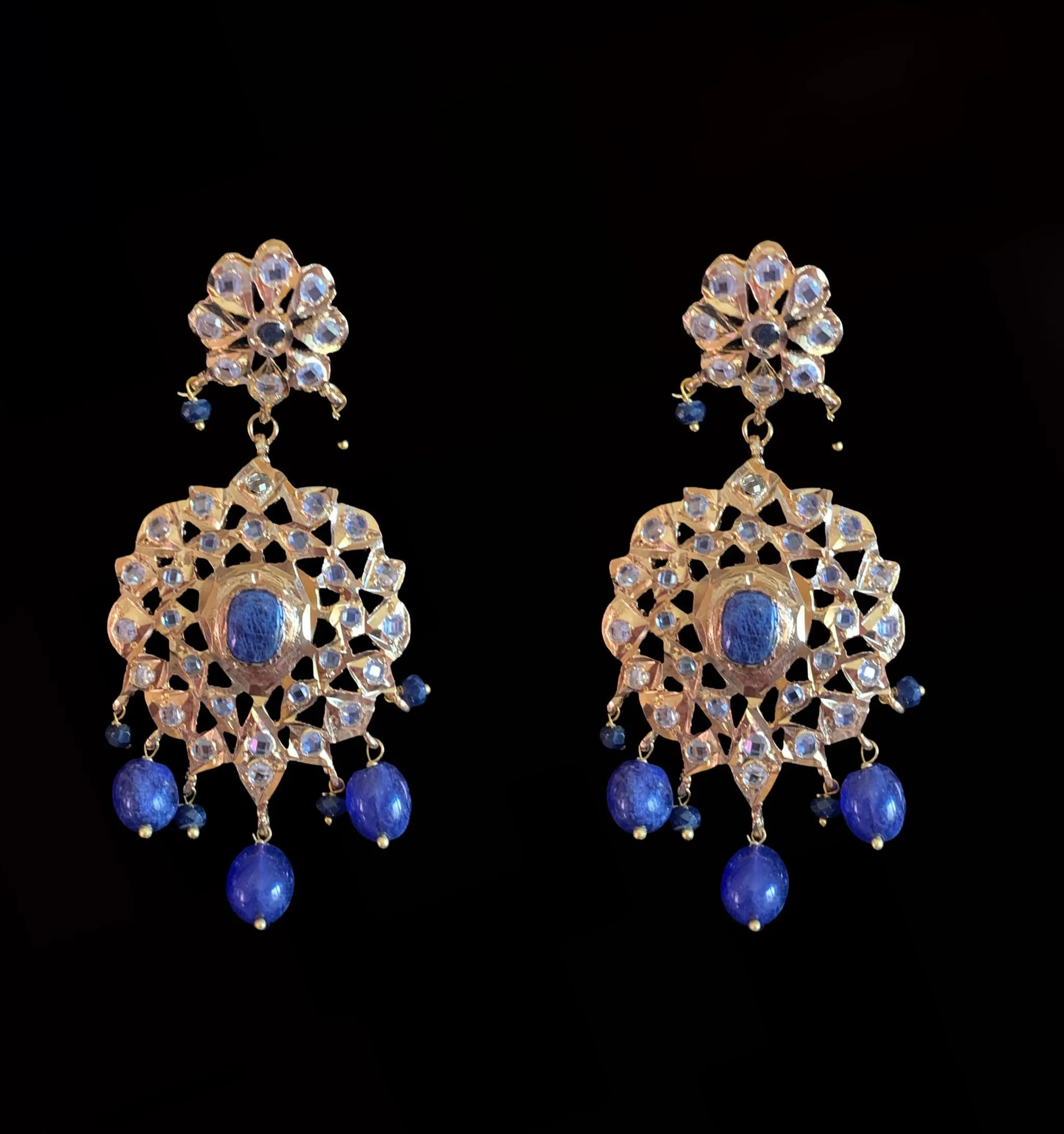 LN40 Hyderabadi Rani haar in sapphire beads and stones ( SHIPS IN 4 WEEKS  )