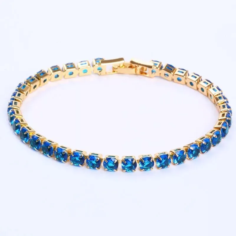 Luxury 4mm Cubic Zirconia Tennis Bracelets Iced Out Chain Crystal Wedding Bracelet For Women Men Gold Silver Color Bracelet