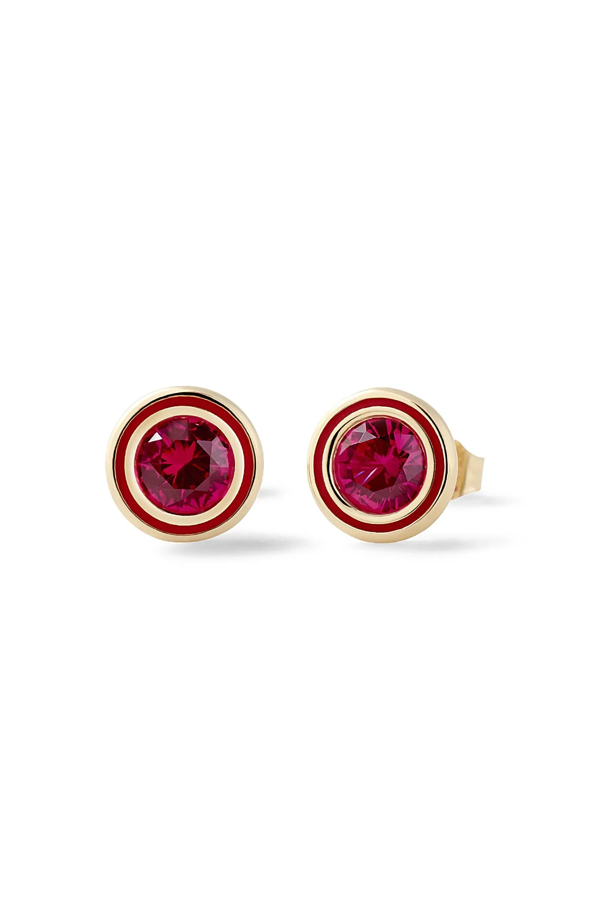 Madison Round Bezel Stud Earrings