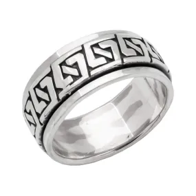 Men's 8.5mm Solid 925 Sterling Silver Spinning Ring, Stress Relief Ring