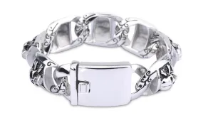 Men's Titanium Steel Skull Bracelet - European and American Hip-Hop Punk Style Jewelry