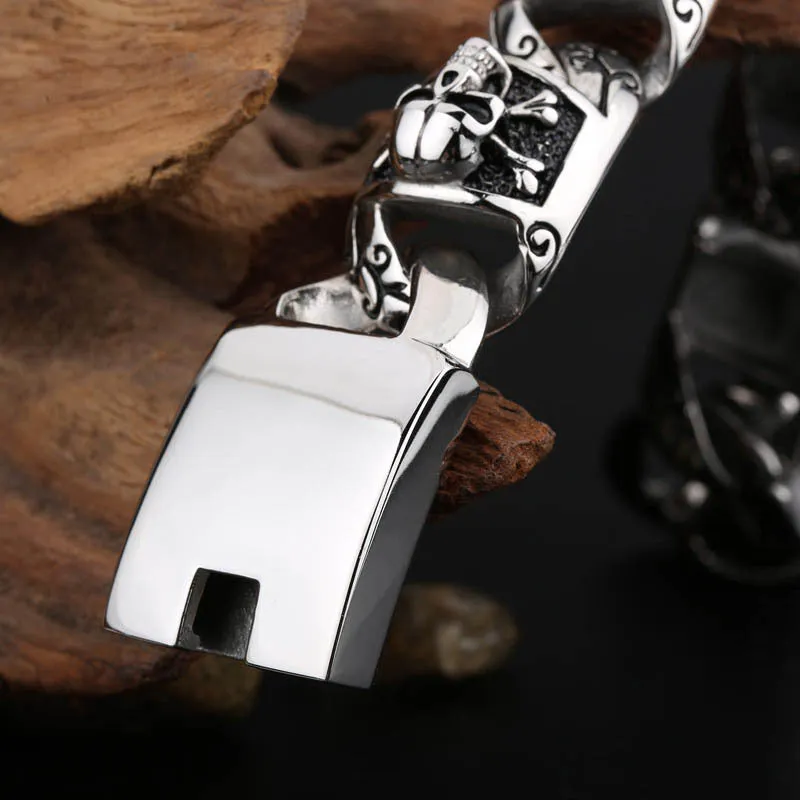 Men's Titanium Steel Skull Bracelet - European and American Hip-Hop Punk Style Jewelry