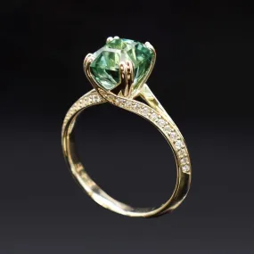 Mint Tourmaline & Diamond Split Shank Ring