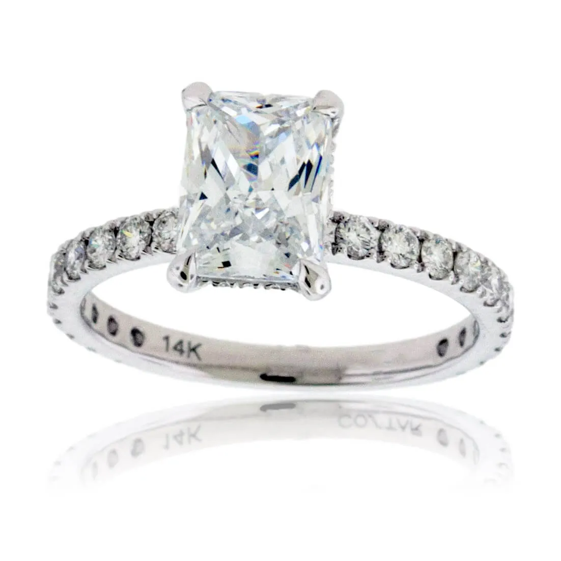 Moissanite Center Stone & Diamond Accent Engagement Style Ring