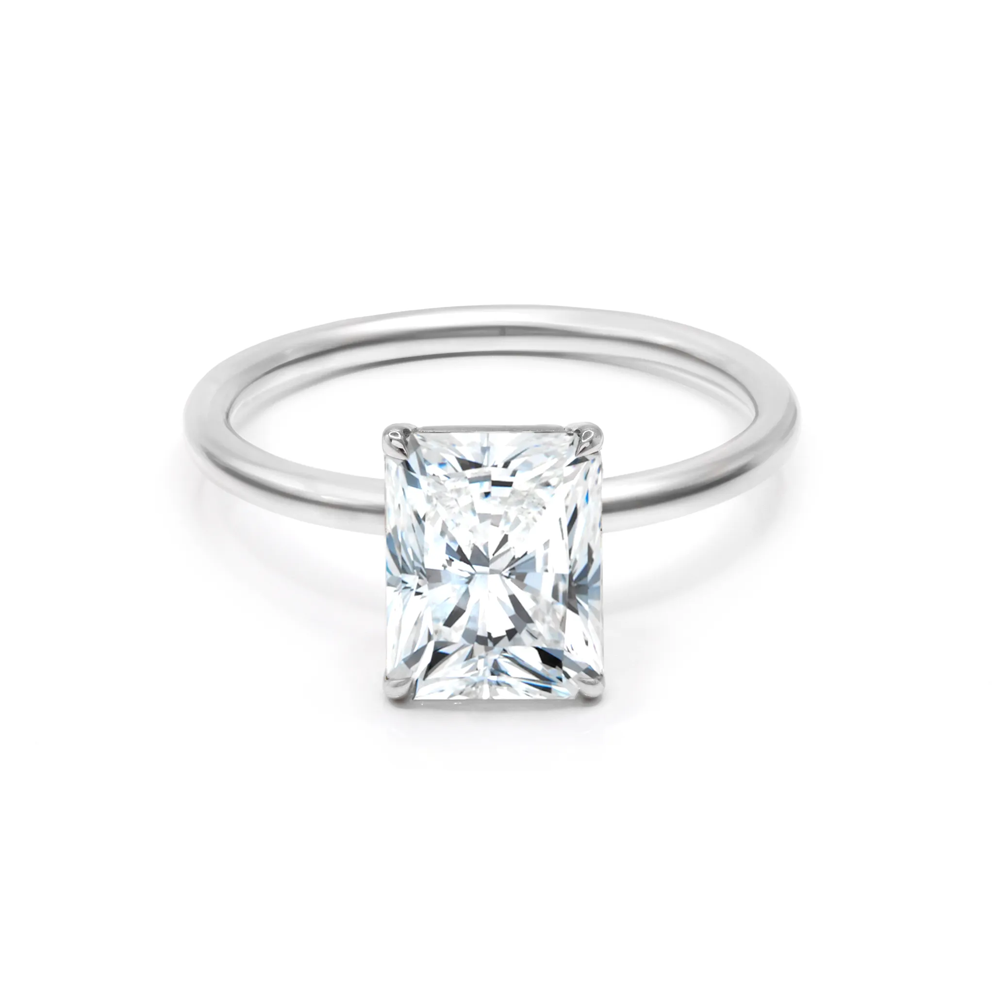 Moissanite Radiant Cut Plain Band Ring - 18ct Gold