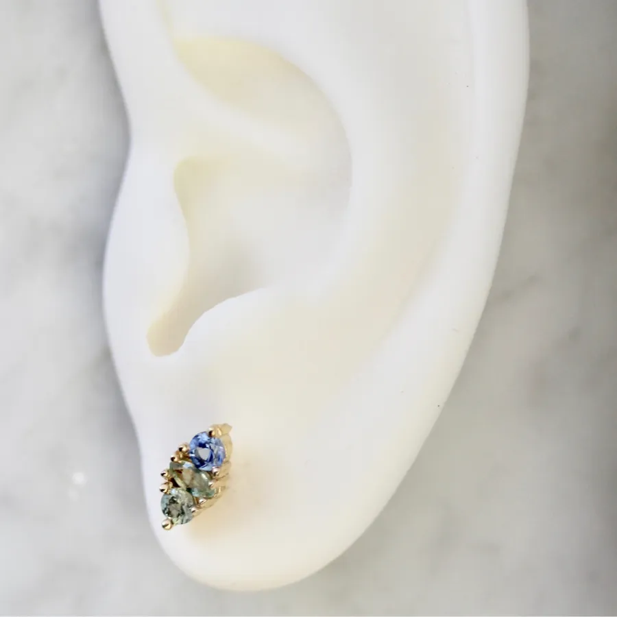 Mosaic Blue-Green Sapphire Earrings