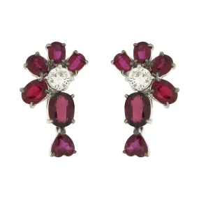 Multi-Shape Ruby and Diamond Drop Earrings