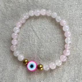 Mystic Protector Evil Eye Bracelet - Rose Quartz