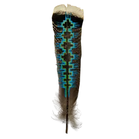 NATIVE AMERICAN PATTERN Turkey Square Feather Tail 10”-12”