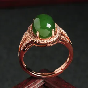 Natural Jade Ring Nephrite Silver Adjustable Ring WR11