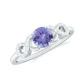 Natural Tanzanite Infinity Solitaire Engagement Ring