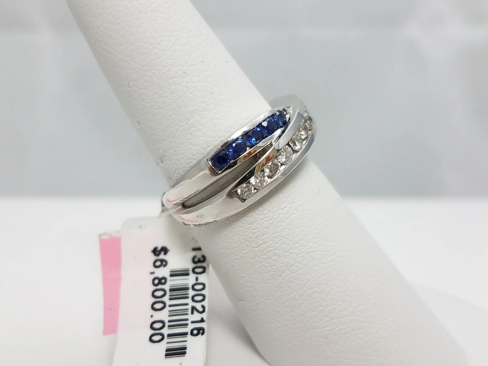 New! 14k White Gold Sapphire Diamond Ring