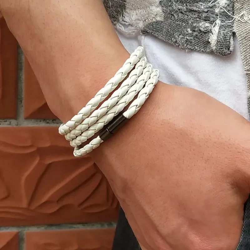 New 32 Style! 2023 Latest Popular Leather Bracelet For Men Charm Vintage Black White Bracelet Braided Bracelet Jewelry