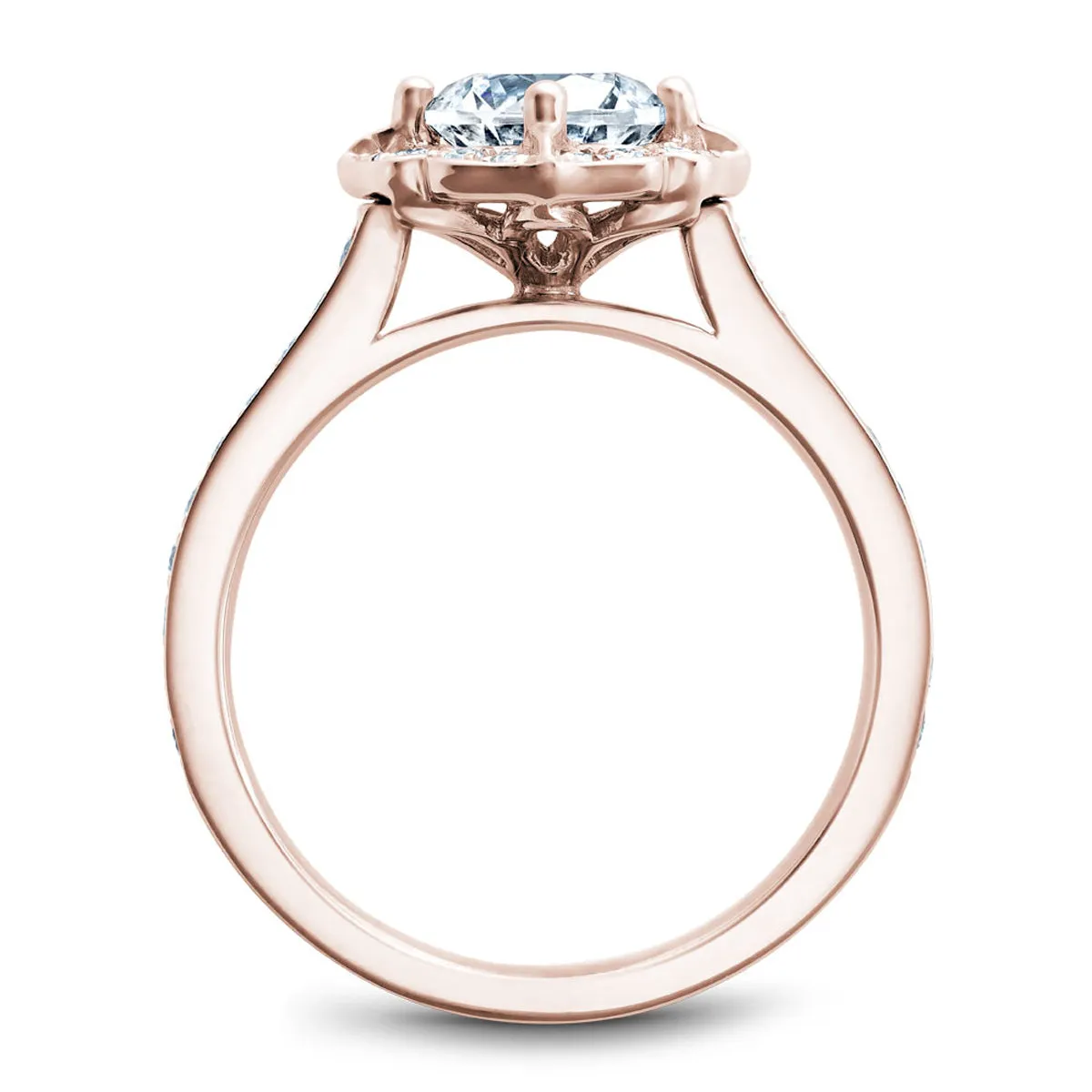 Noam Carver Floral Halo Engagement Ring Setting in Rose Gold