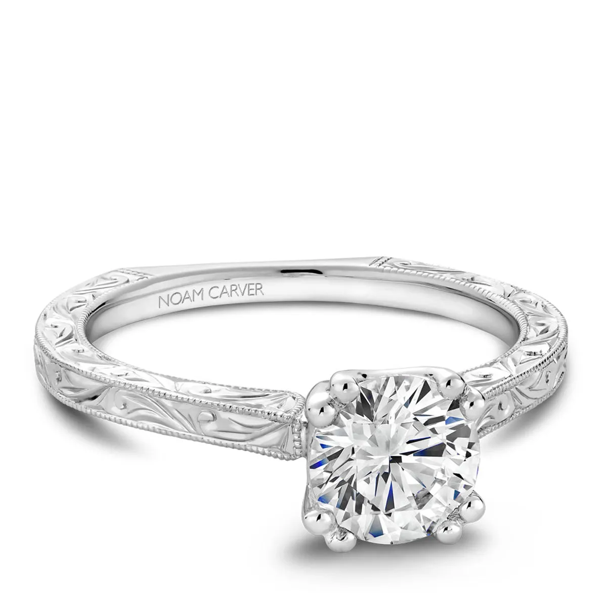 Noam Carver Vintage Solitaire Engagement Ring in White Gold