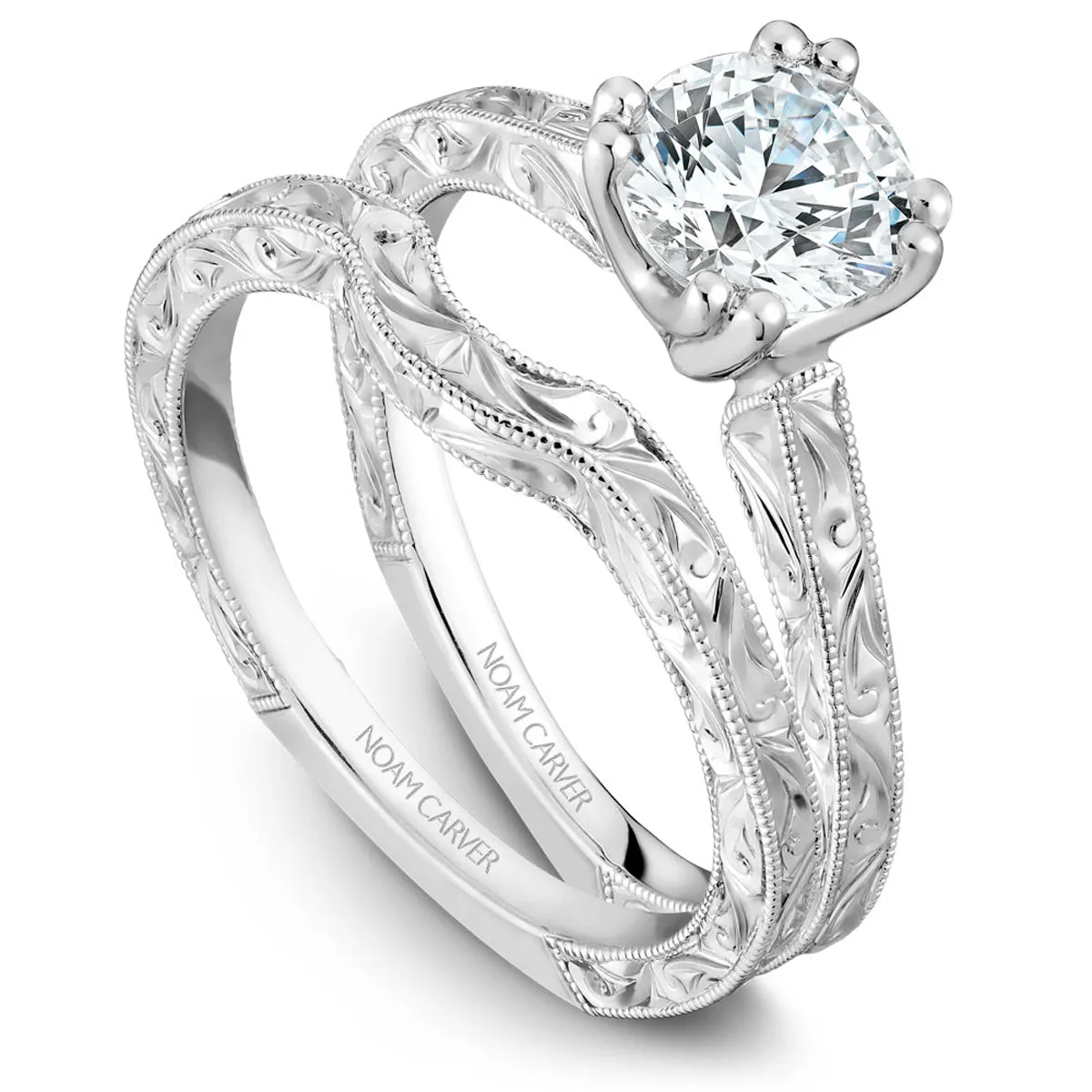 Noam Carver Vintage Solitaire Engagement Ring in White Gold