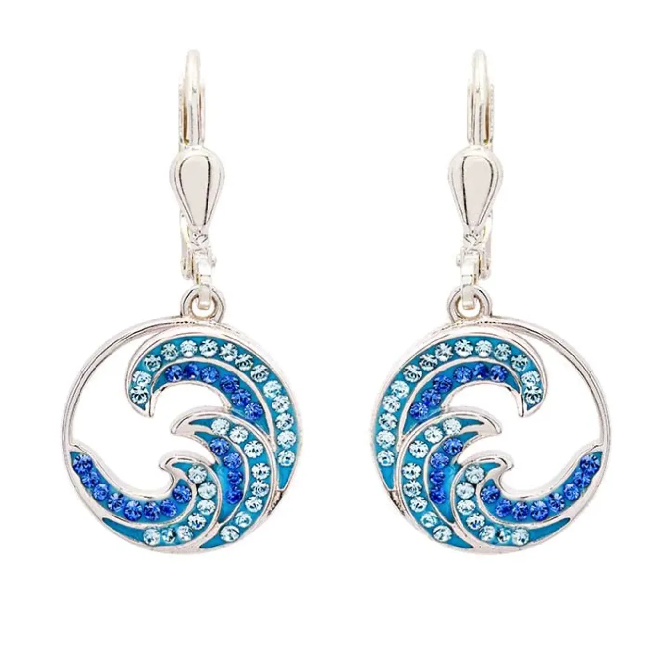 Ocean SS Sapphire/Aqua Crystal Wave Drop Earrings