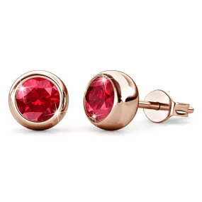 Opulence Earrings Embellished with Ruby SWAROVSKI Crystals in Rose Gold