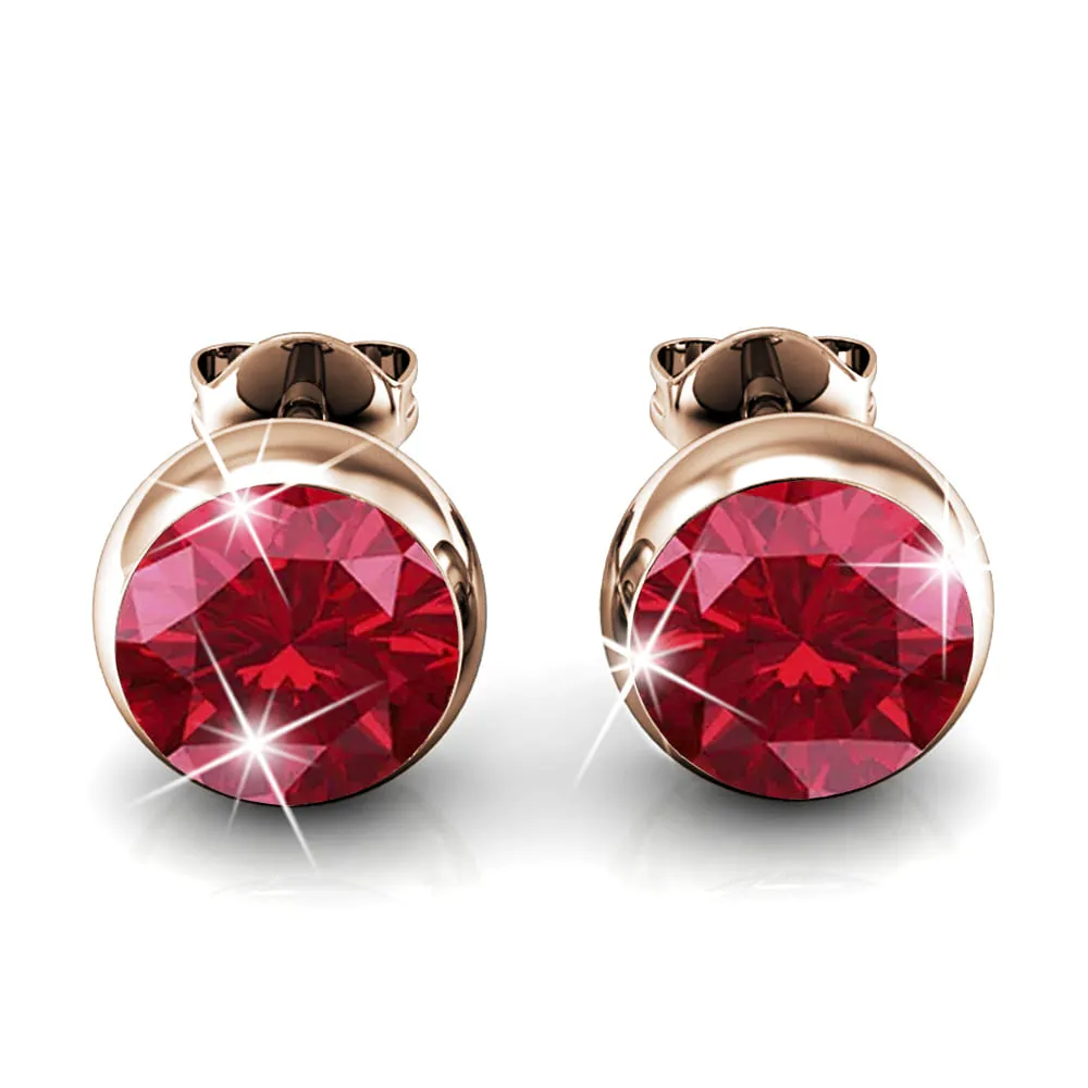 Opulence Earrings Embellished with Ruby SWAROVSKI Crystals in Rose Gold