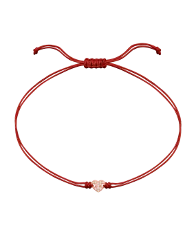 Paved Heart String of Love Bracelet - 14K Rose Gold