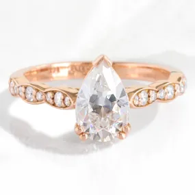 Pear Moissanite Engagement Ring in Grace Solitaire Diamond Ring