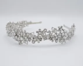 pearl petal metal thin headband flower event hair accessory for women