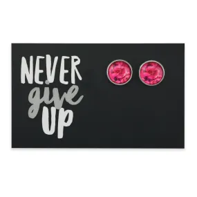 PINK COLLECTION - Never Give Up - Bright Silver 12mm Circle Studs - Ruby Bloom (11043)