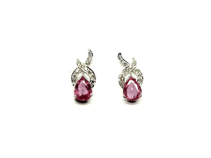 Pink Sapphire And Diamond X Earring Ad No.0186 (6/8mm)