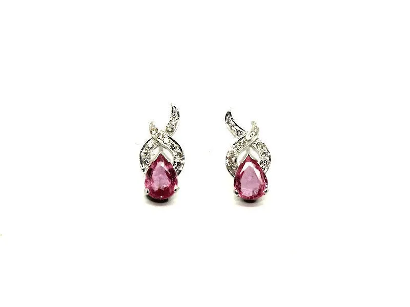 Pink Sapphire And Diamond X Earring Ad No.0186 (6/8mm)