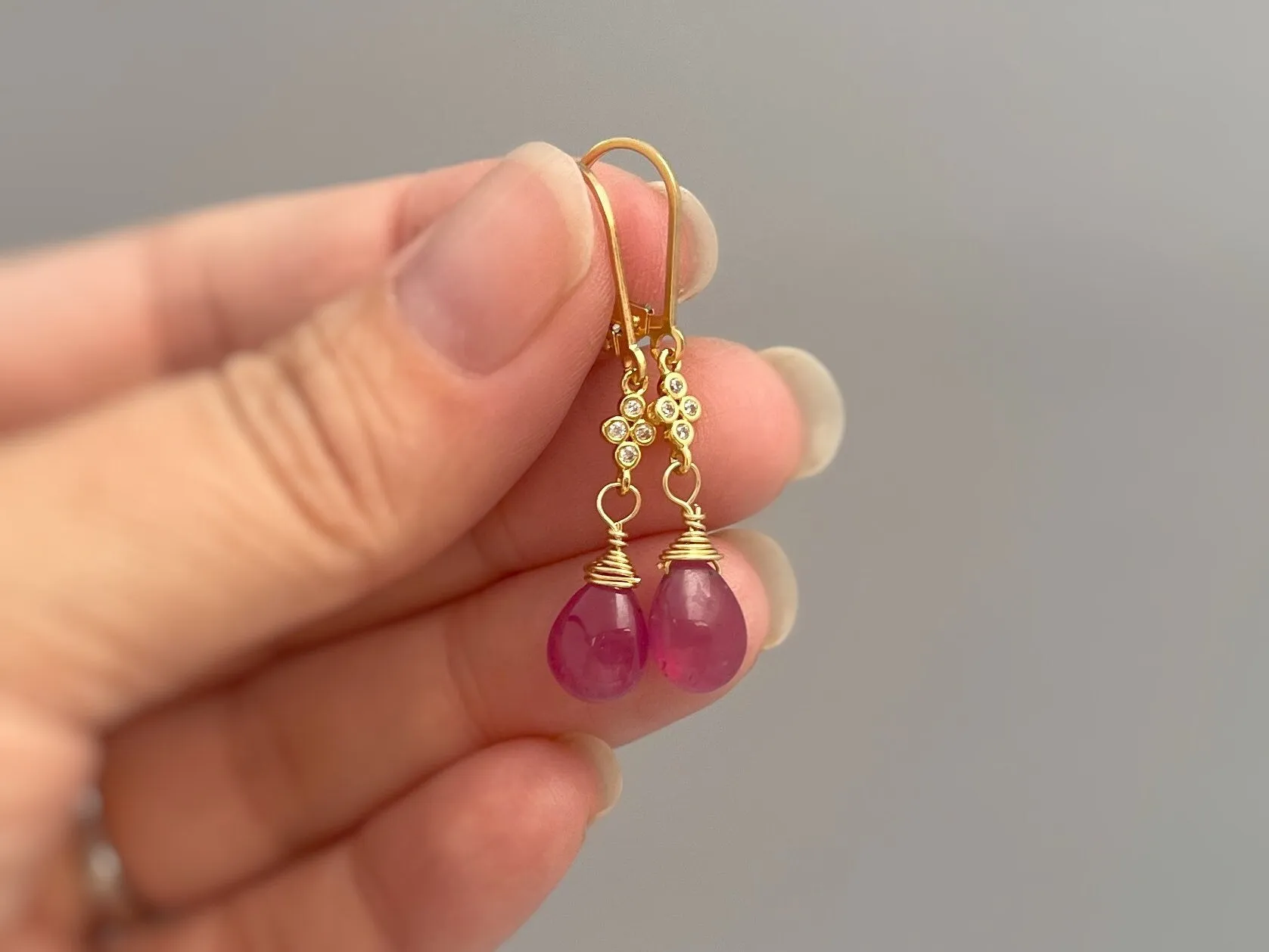 Pink Sapphire earrings dangle 14k Gold, Rose Gold, Sterling Silver