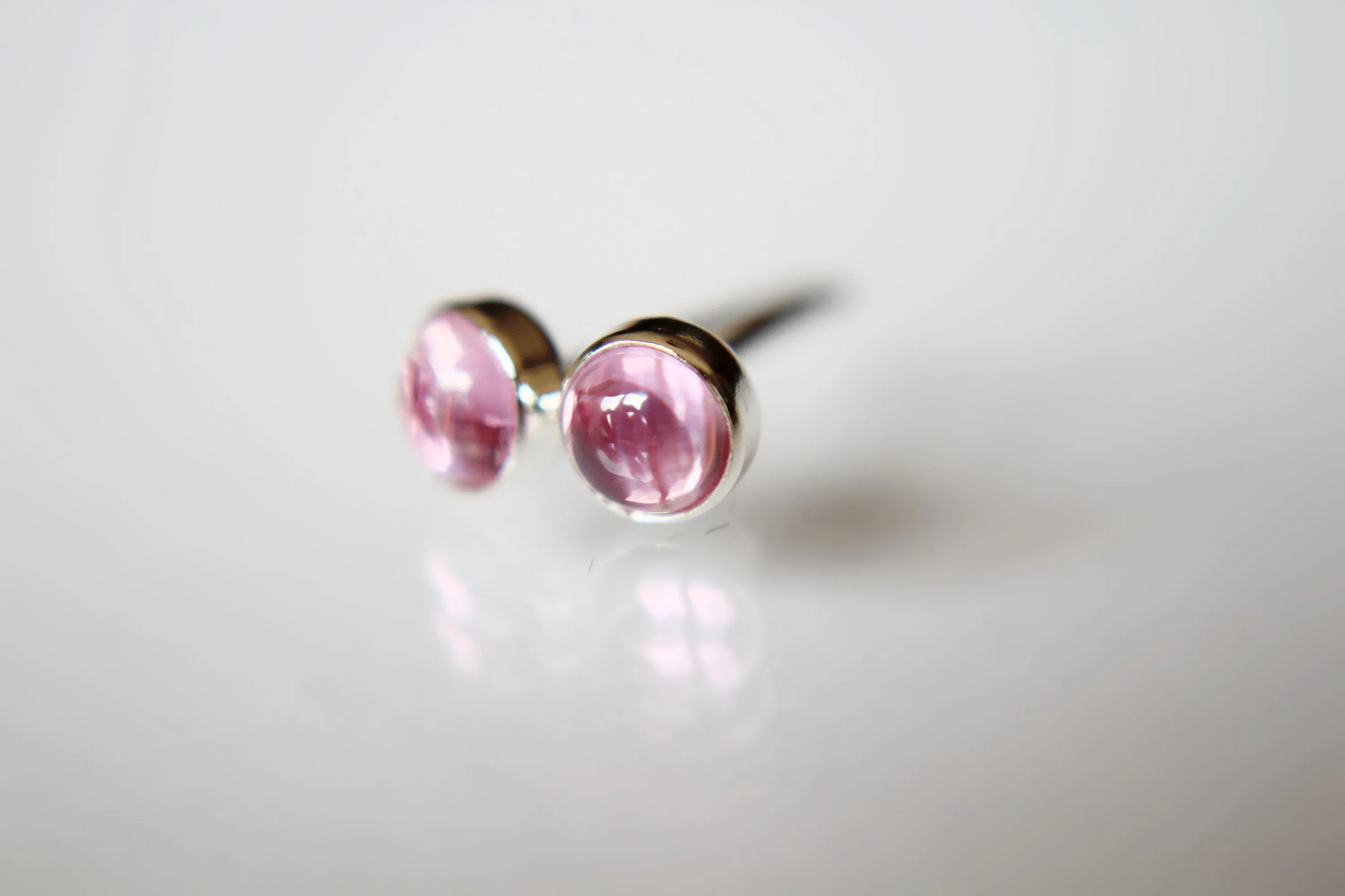 Pink Sapphire Earrings, Gemstone Earrings, Sterling Earrings, Post Earrings, Pink Post Earrings, Small Earrings, Minimalist Earrings, Gift