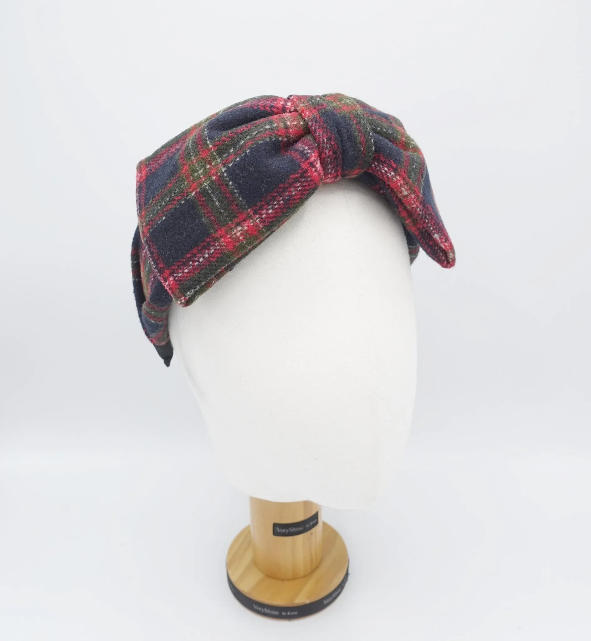 plaid bow headband woolen check Fall Winter hairband cute hair accessory for women