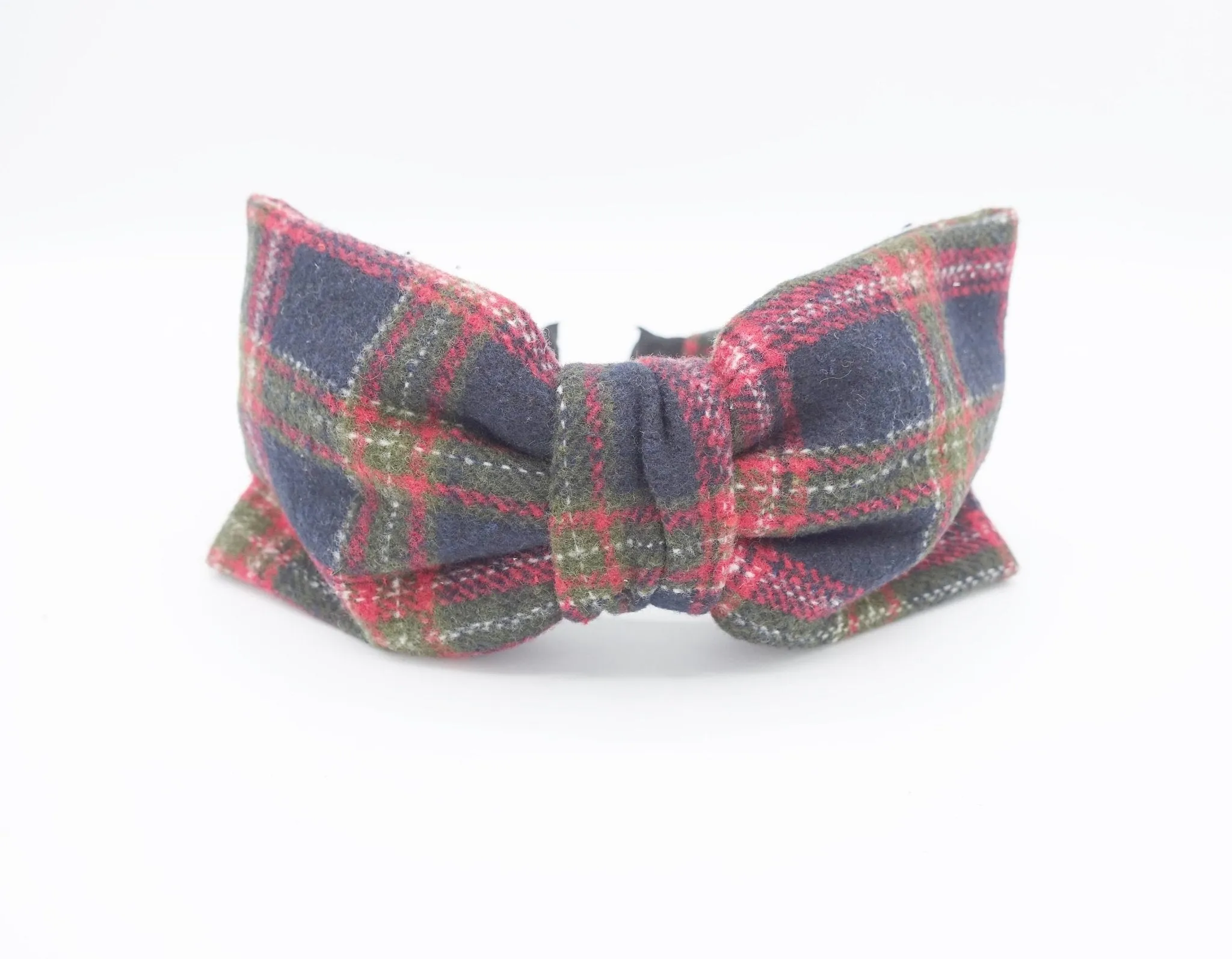 plaid bow headband woolen check Fall Winter hairband cute hair accessory for women