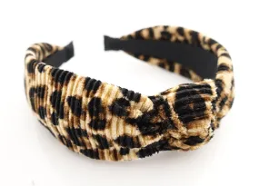 pleated leopard print hairband fashion women top knot headband