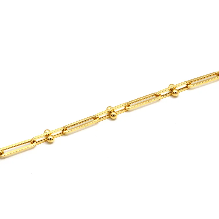 Real Gold GZTF Beads Paper Clip Chain Bracelet 8581 (18 C.M) BR1576