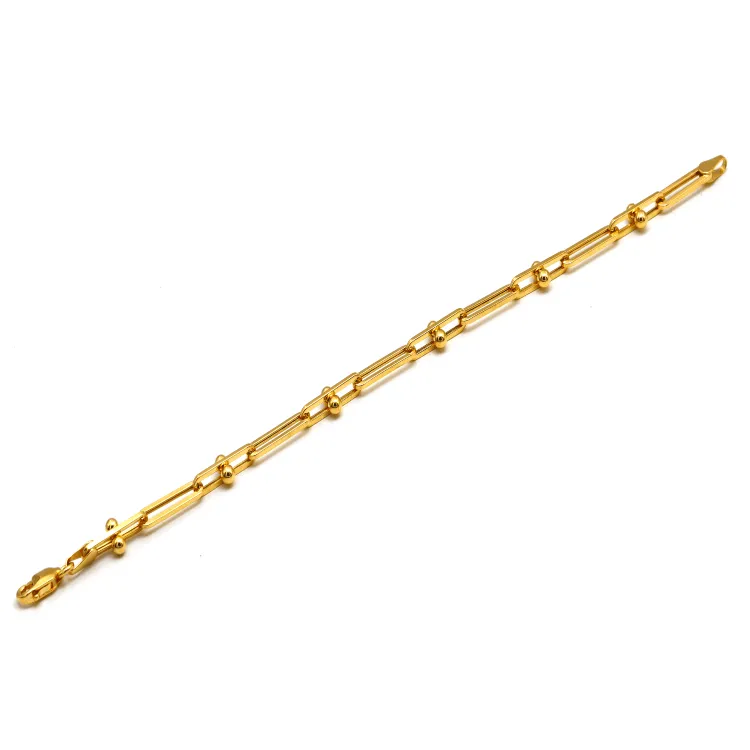 Real Gold GZTF Beads Paper Clip Chain Bracelet 8581 (18 C.M) BR1576