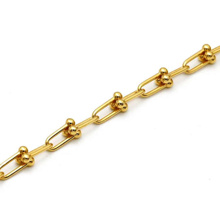 Real Gold GZTF Hardware With Real TF Lock Solid Chain Bracelet 0372 (19 C.M) BR1467