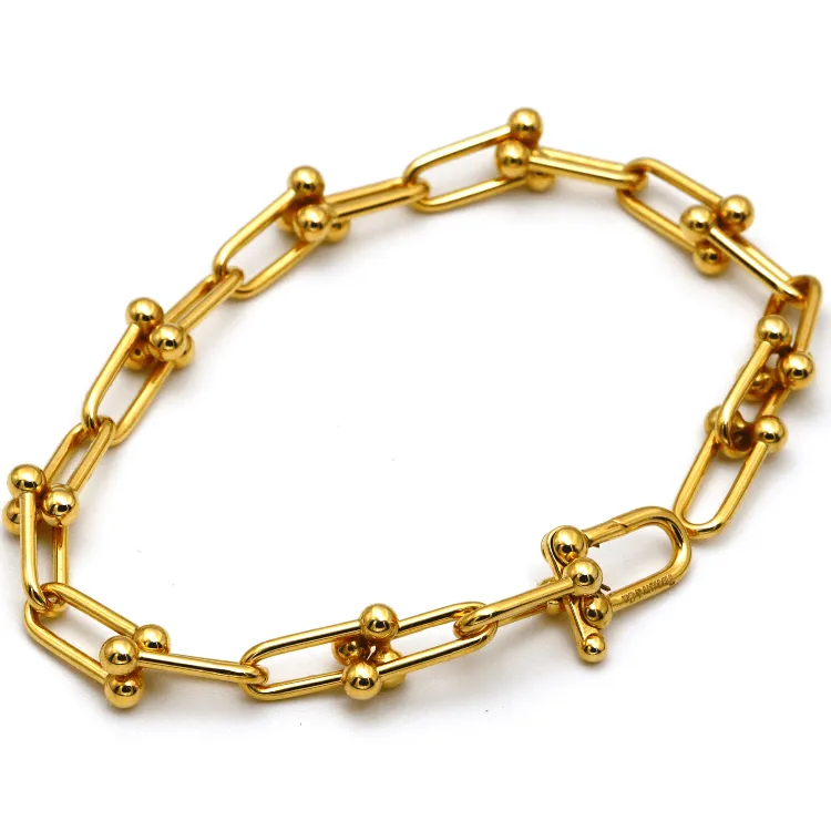 Real Gold GZTF Hardware With Real TF Lock Solid Chain Bracelet 0372 (19 C.M) BR1467